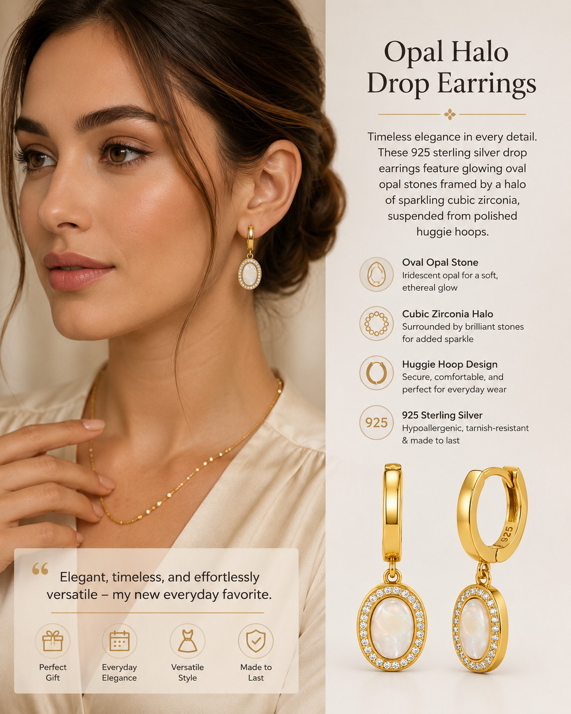 Mother of pearl oval earrings