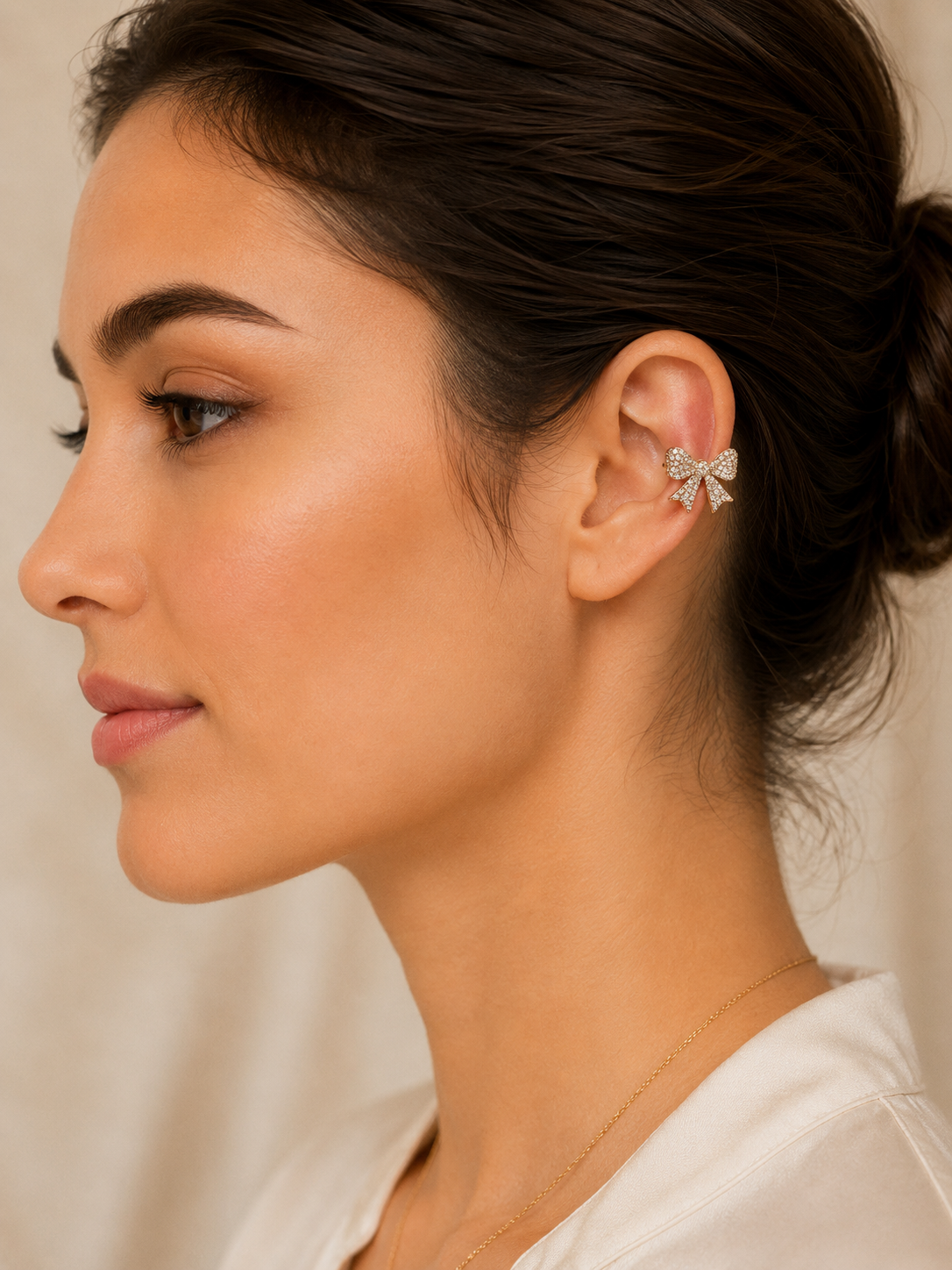 Crystal  Zircon Bow Ear Cuff