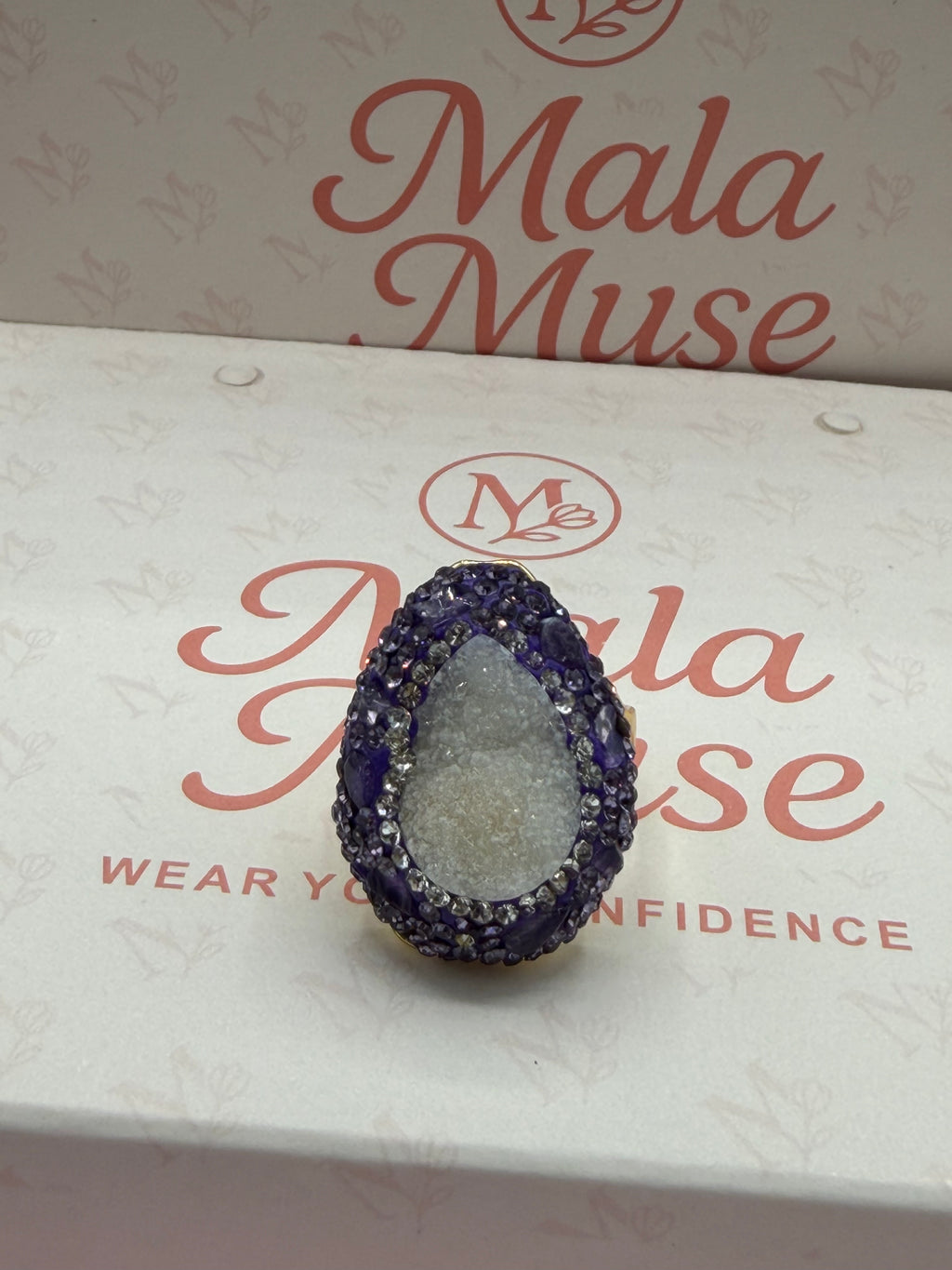 Purple Druzy Statement Ring