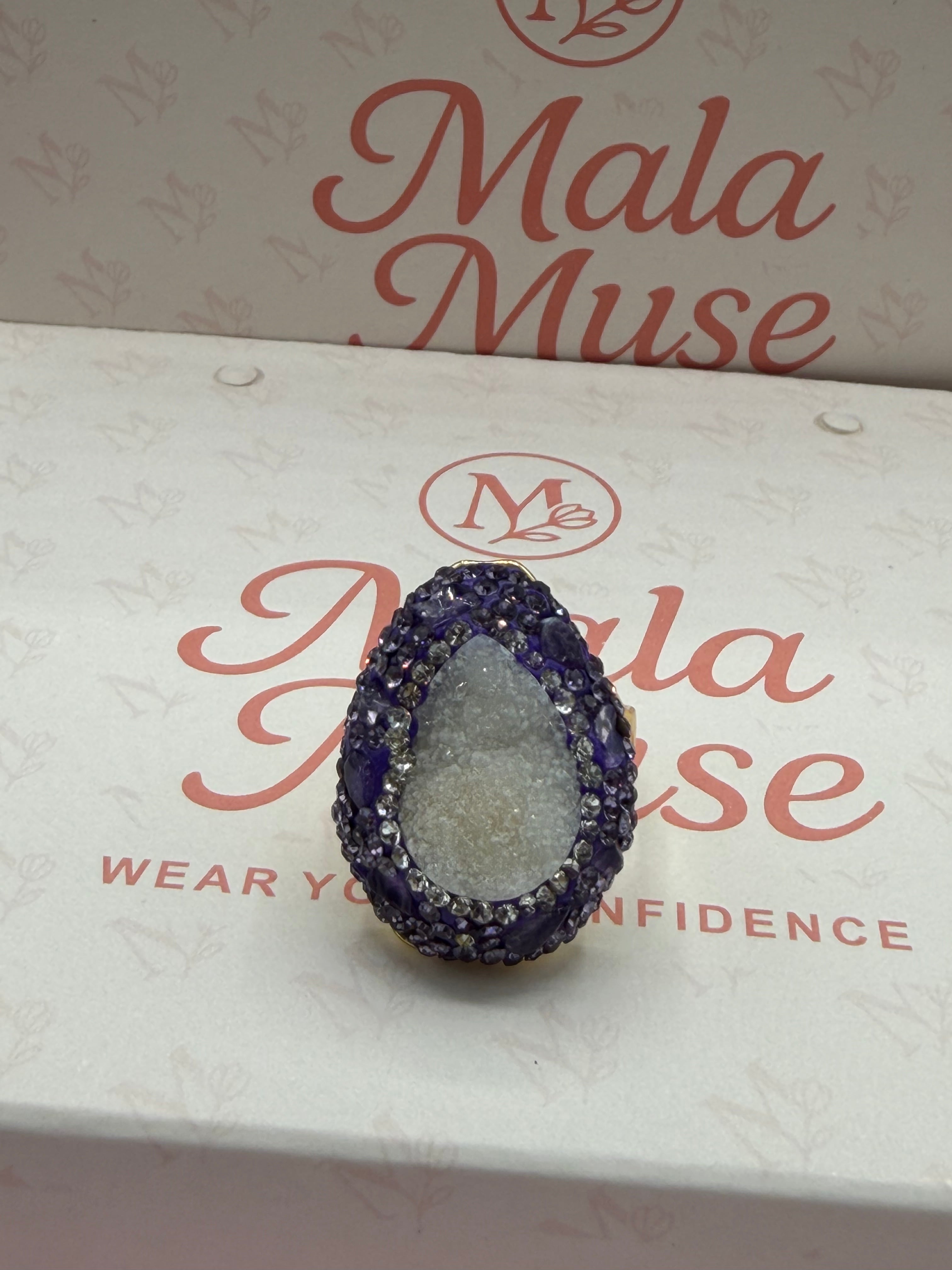 Purple Druzy Statement Ring