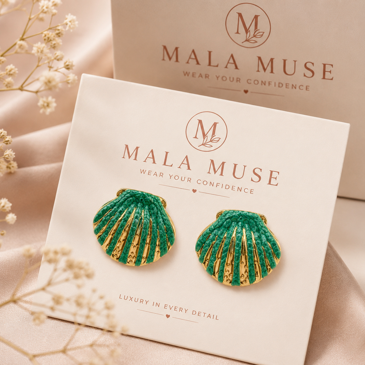 Ocean Breeze Shell Stud Earrings