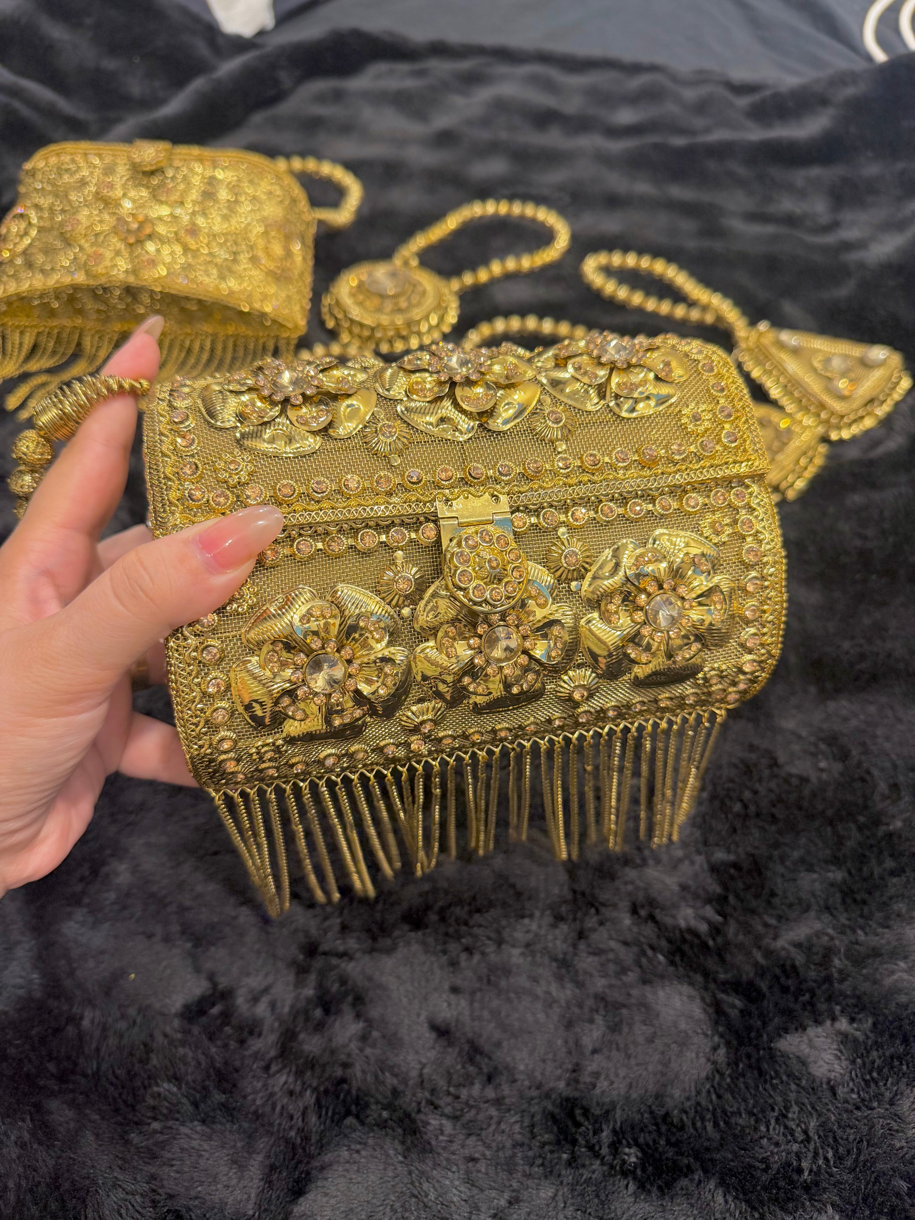 Royal Bloom Fringe Clutch