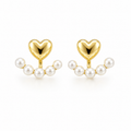 Mini heart pearl earrings studs