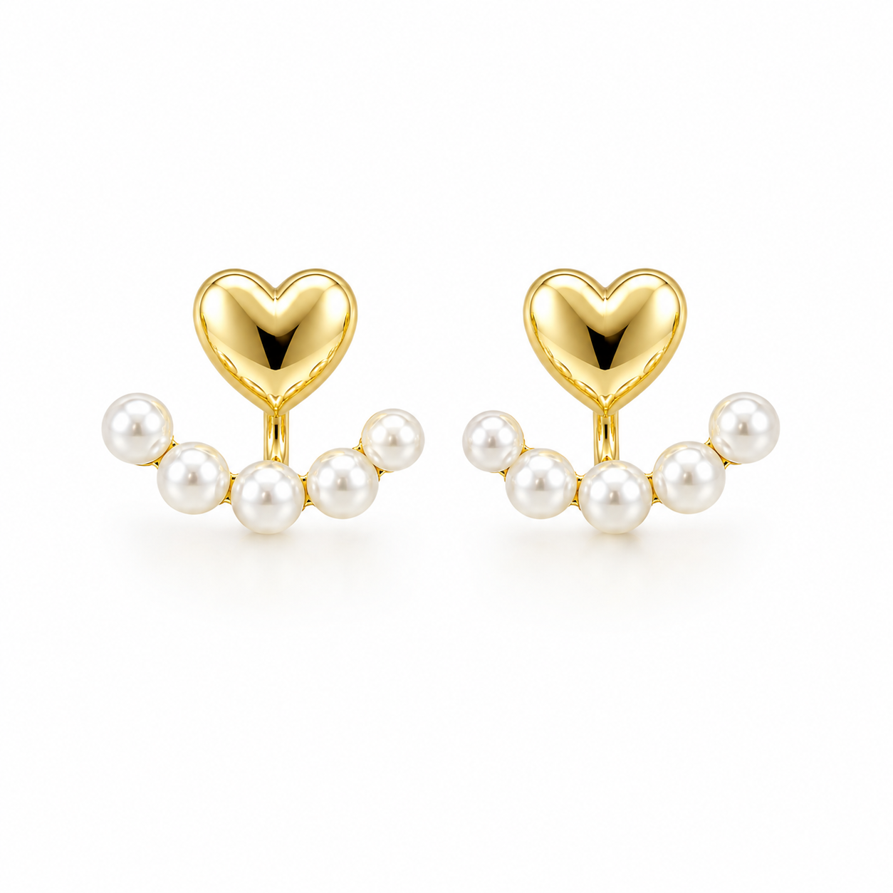 Mini heart pearl earrings studs