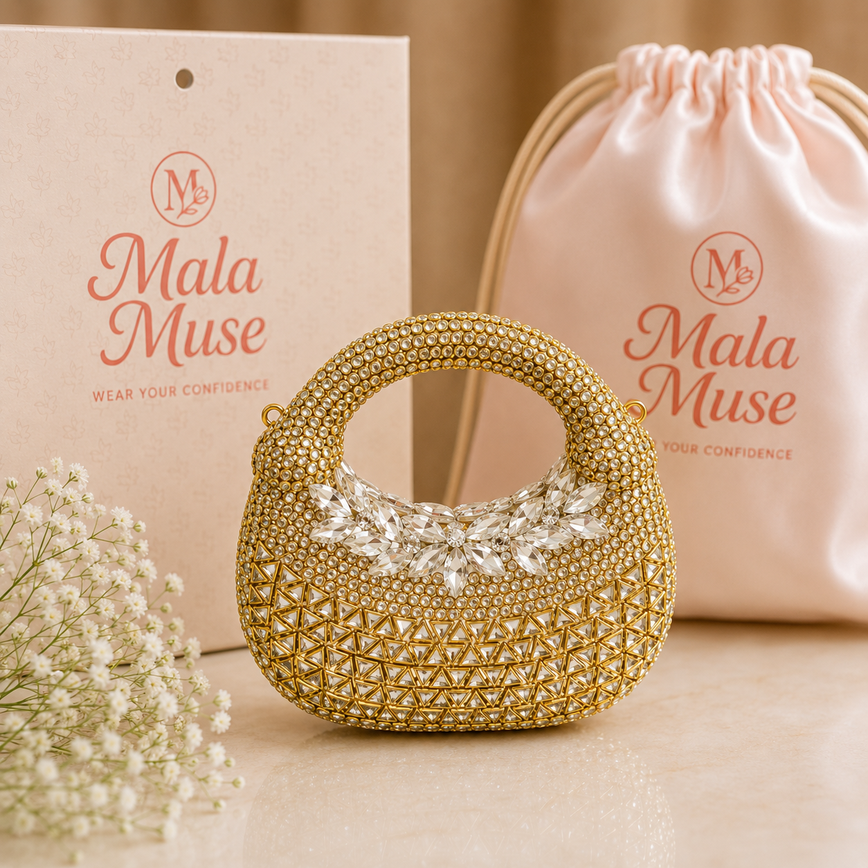 Crystal Blossom Kundan Clutch