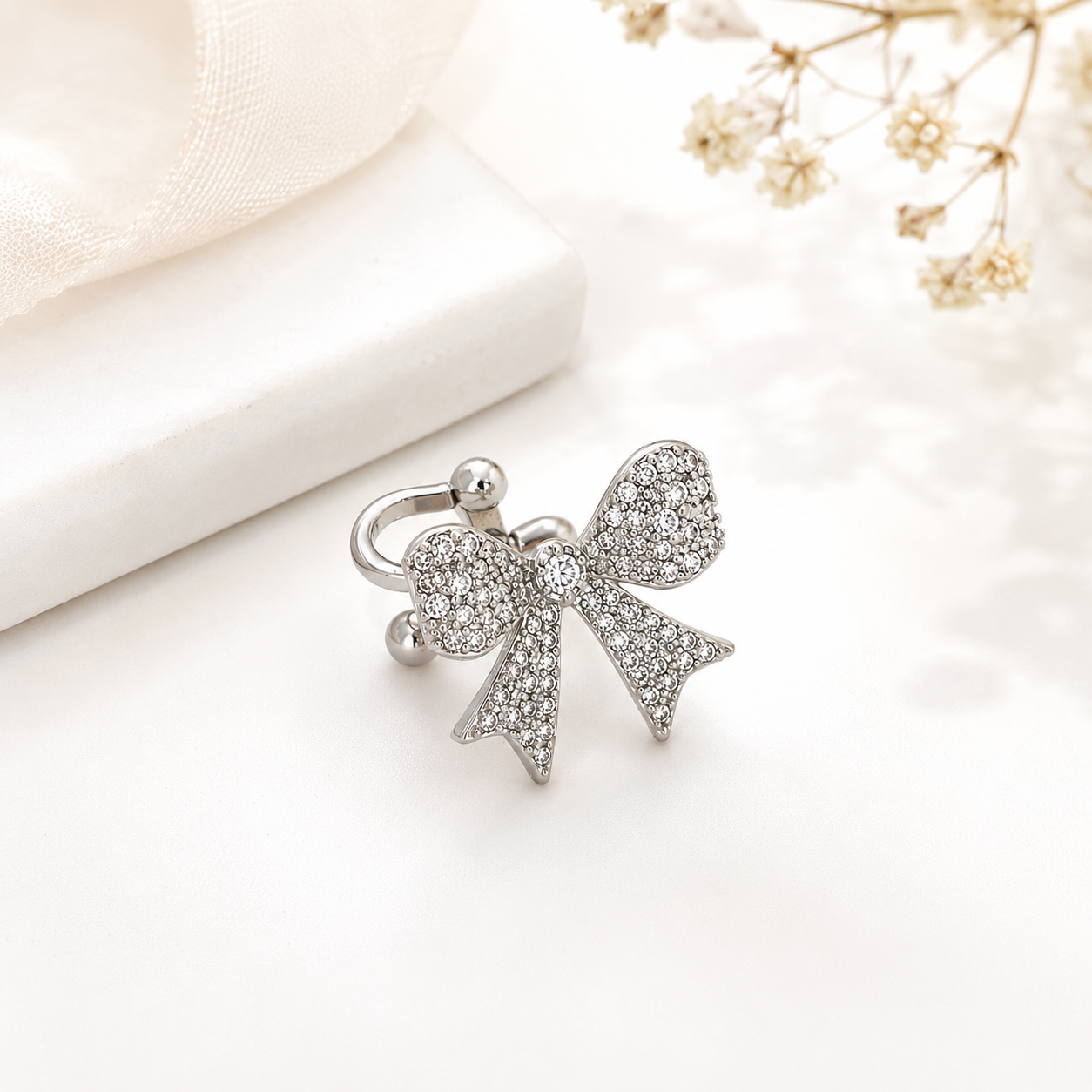 Crystal  Zircon Bow Ear Cuff