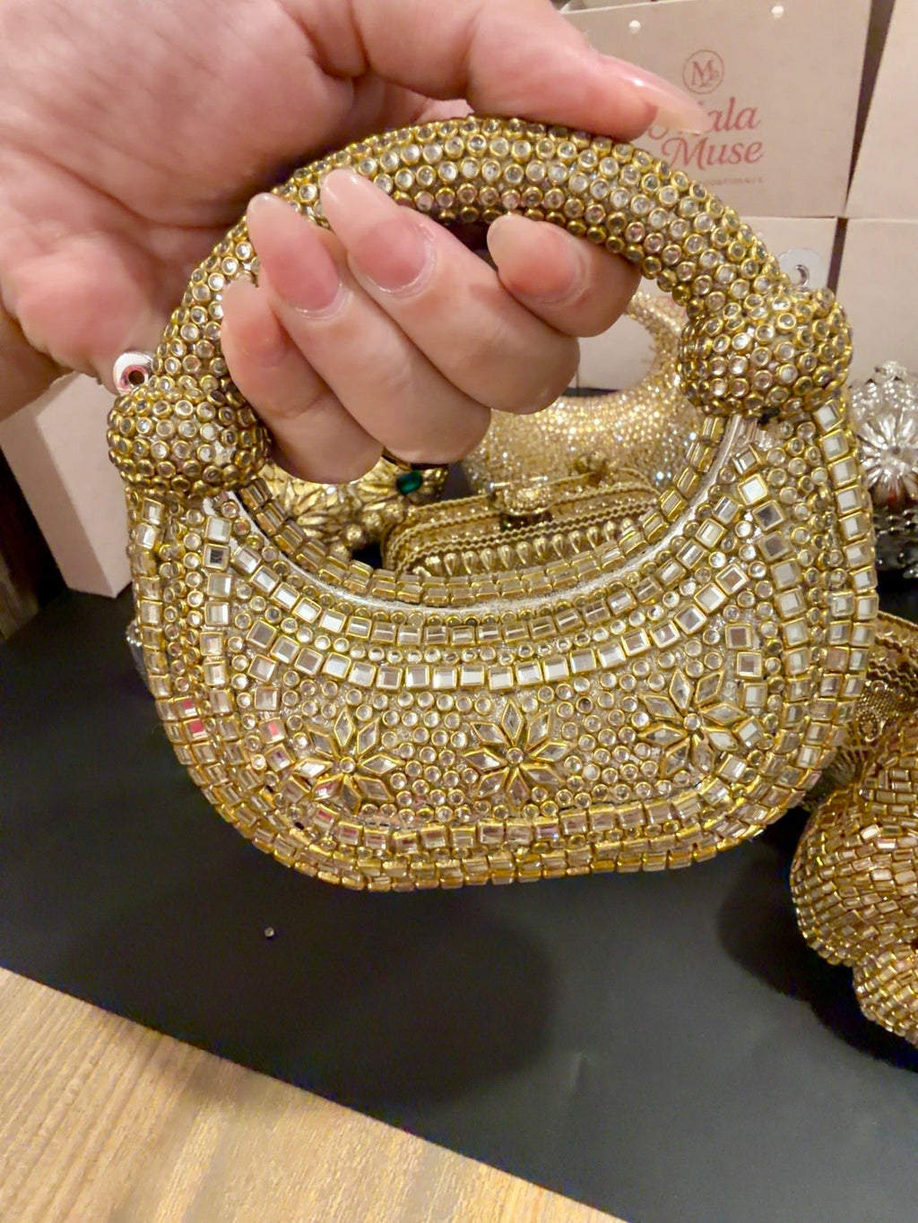 Celestial Kundan Crystal Clutch (double knot)