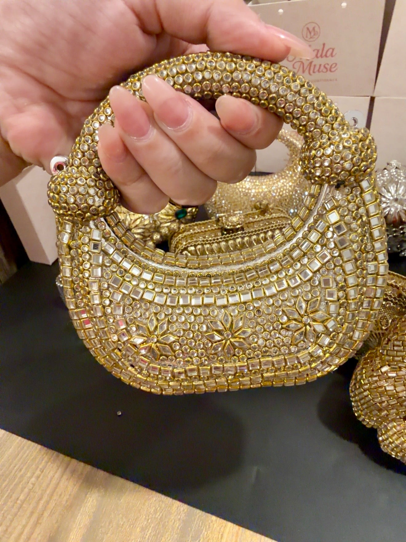 Celestial Kundan Crystal Clutch (double knot)