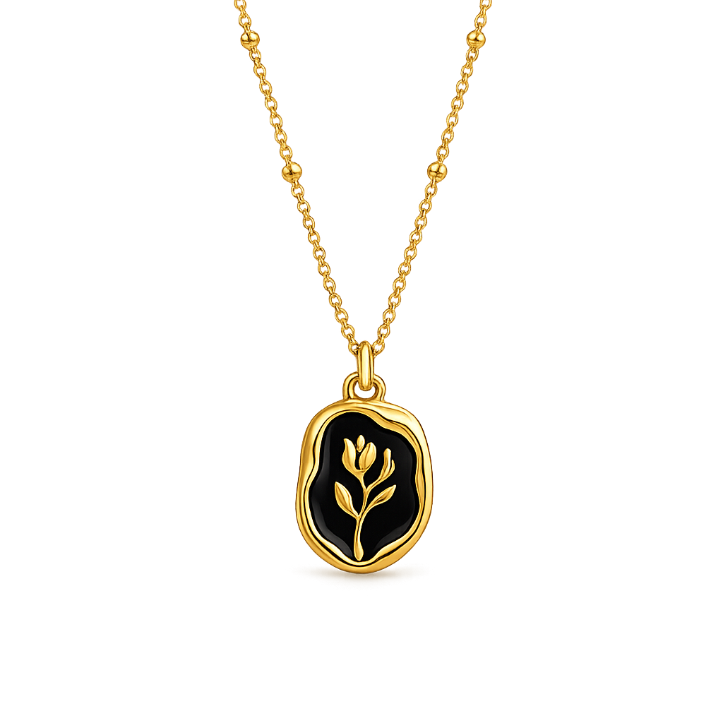 BlACK & GOLD TULIP NECKLACE