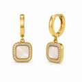 Zircon mother of pearl square earrings
