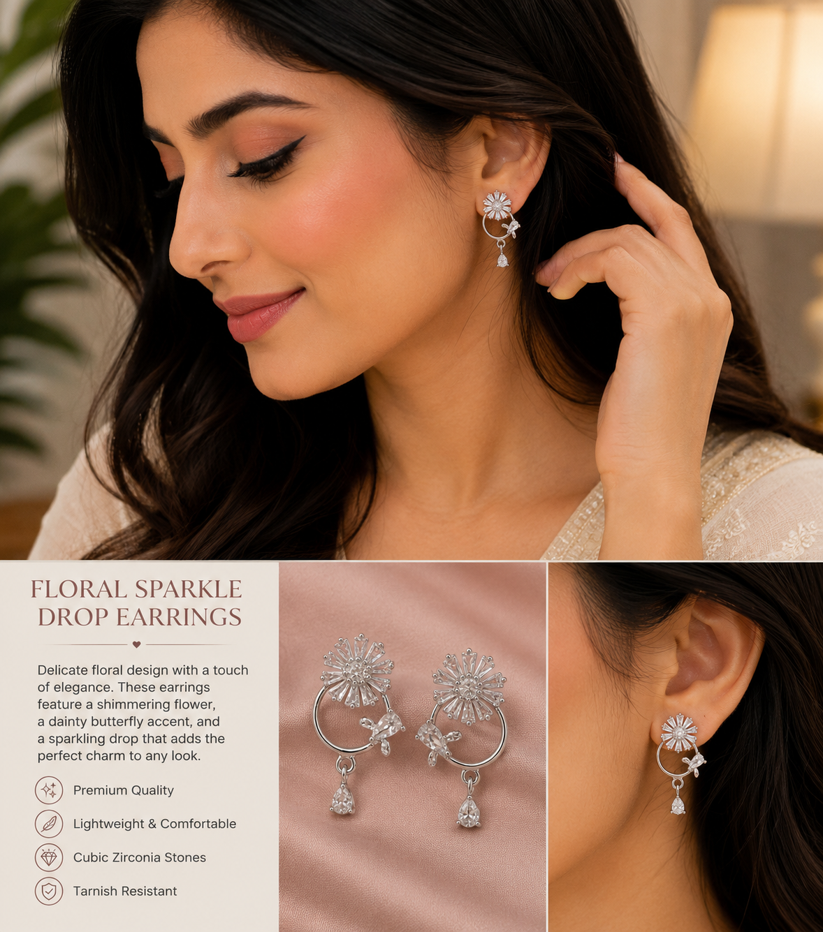 Floral Sparkling earrings