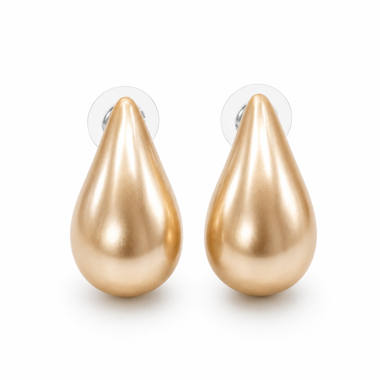 Champagne Pearl Teardrop Stud Earrings (original pearl)