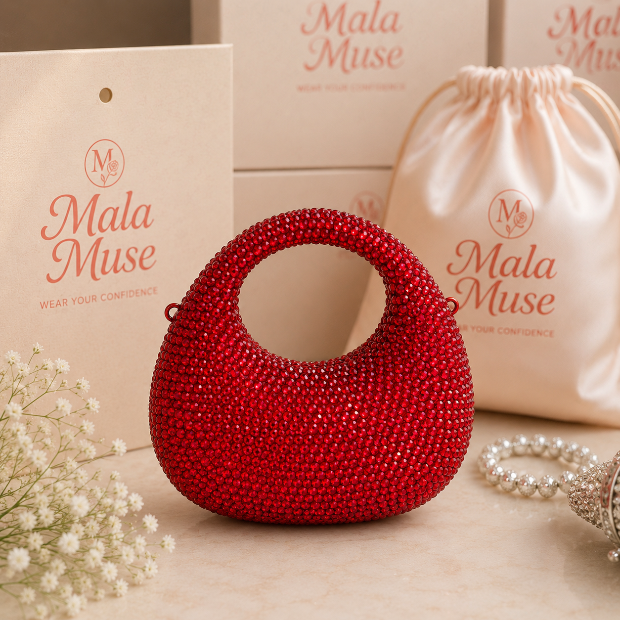 Ruby Crystal Evening Clutch