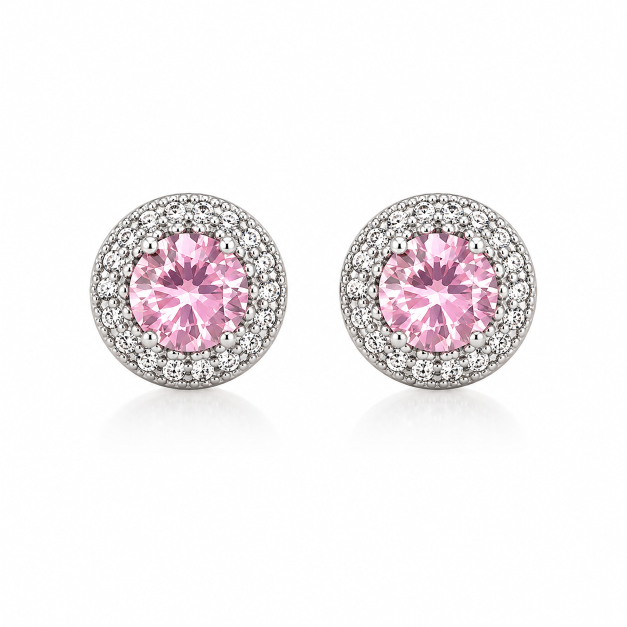 MINIMAL PINK ZIRCON EAR STUDS