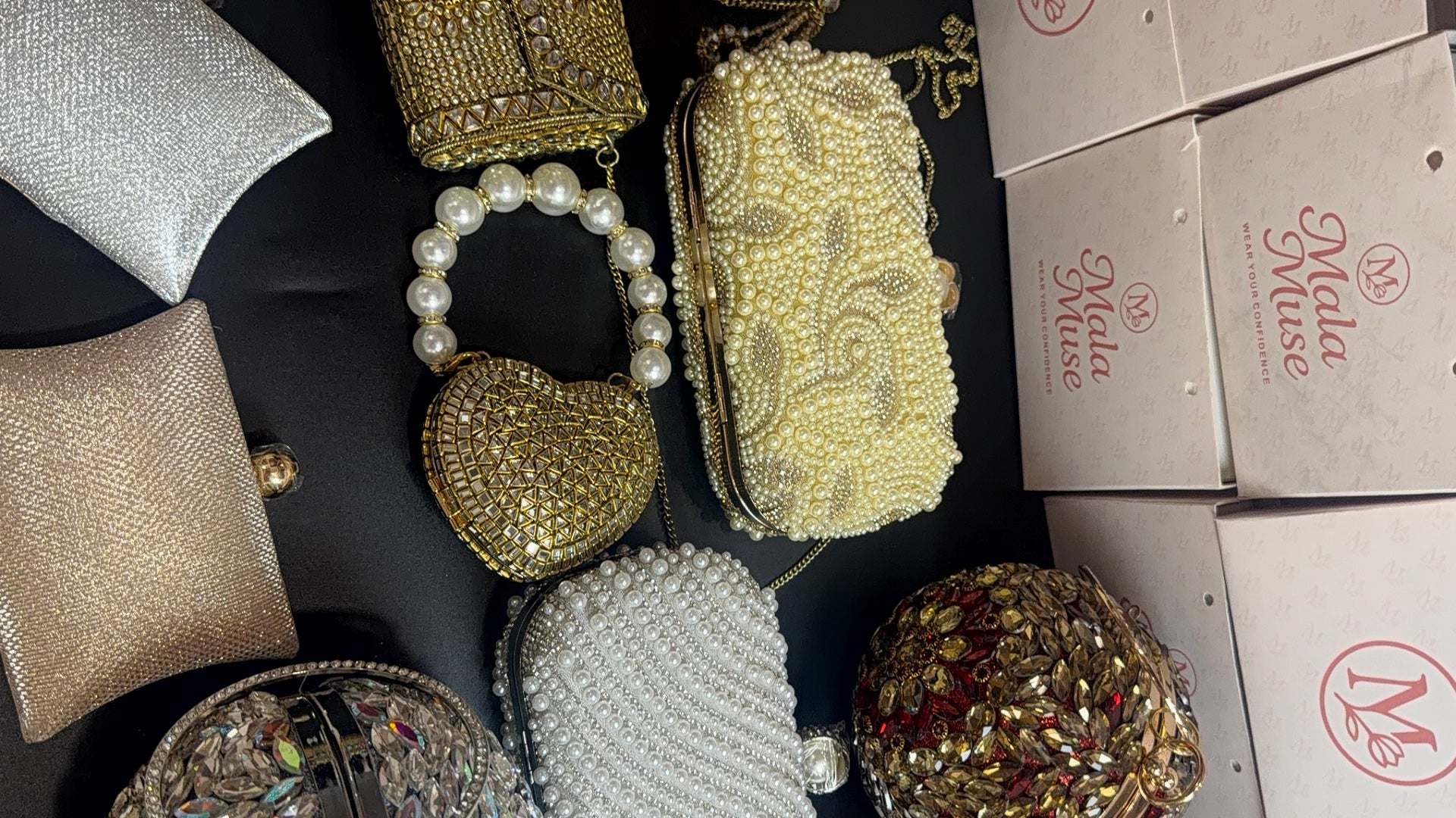 Kundan mini heart bag