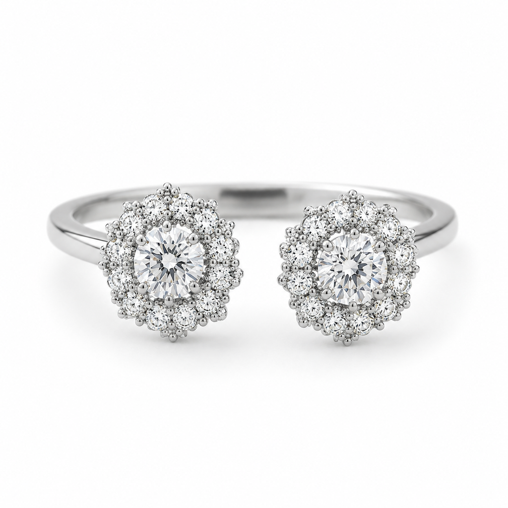 Double Flower zircon ring