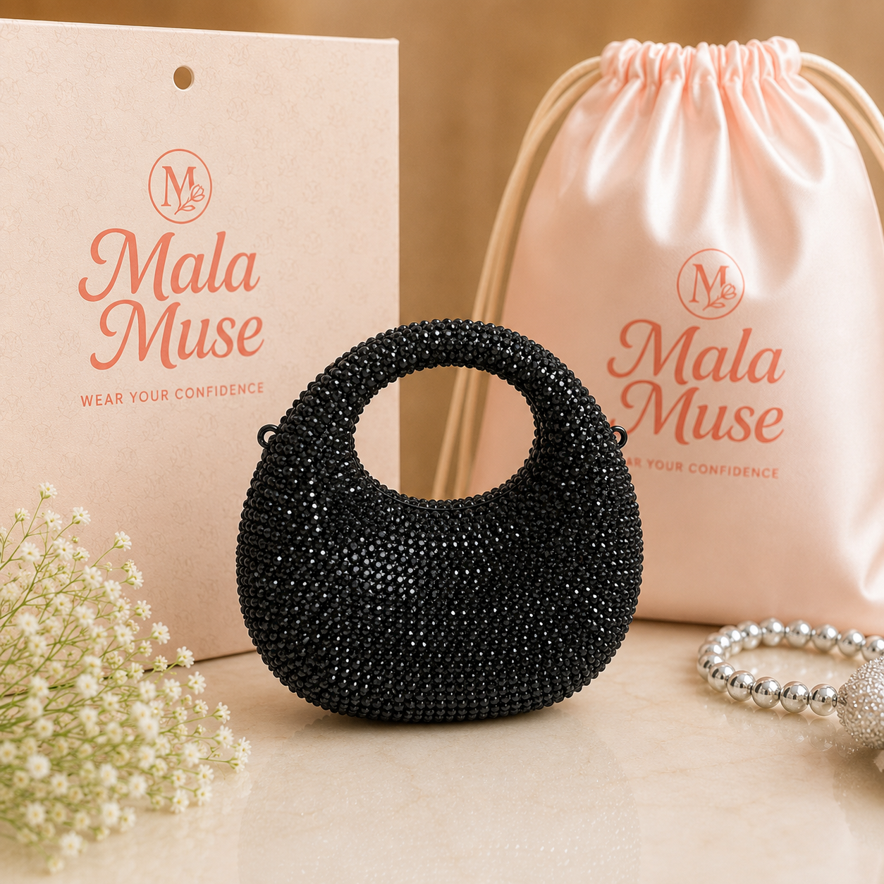 Midnight Crystal Clutch