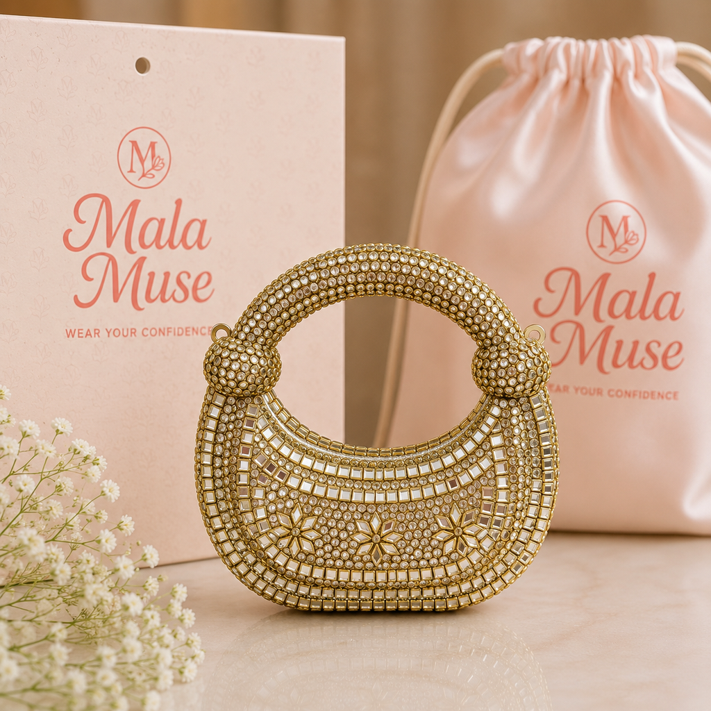 Celestial Kundan Crystal Clutch (double knot)