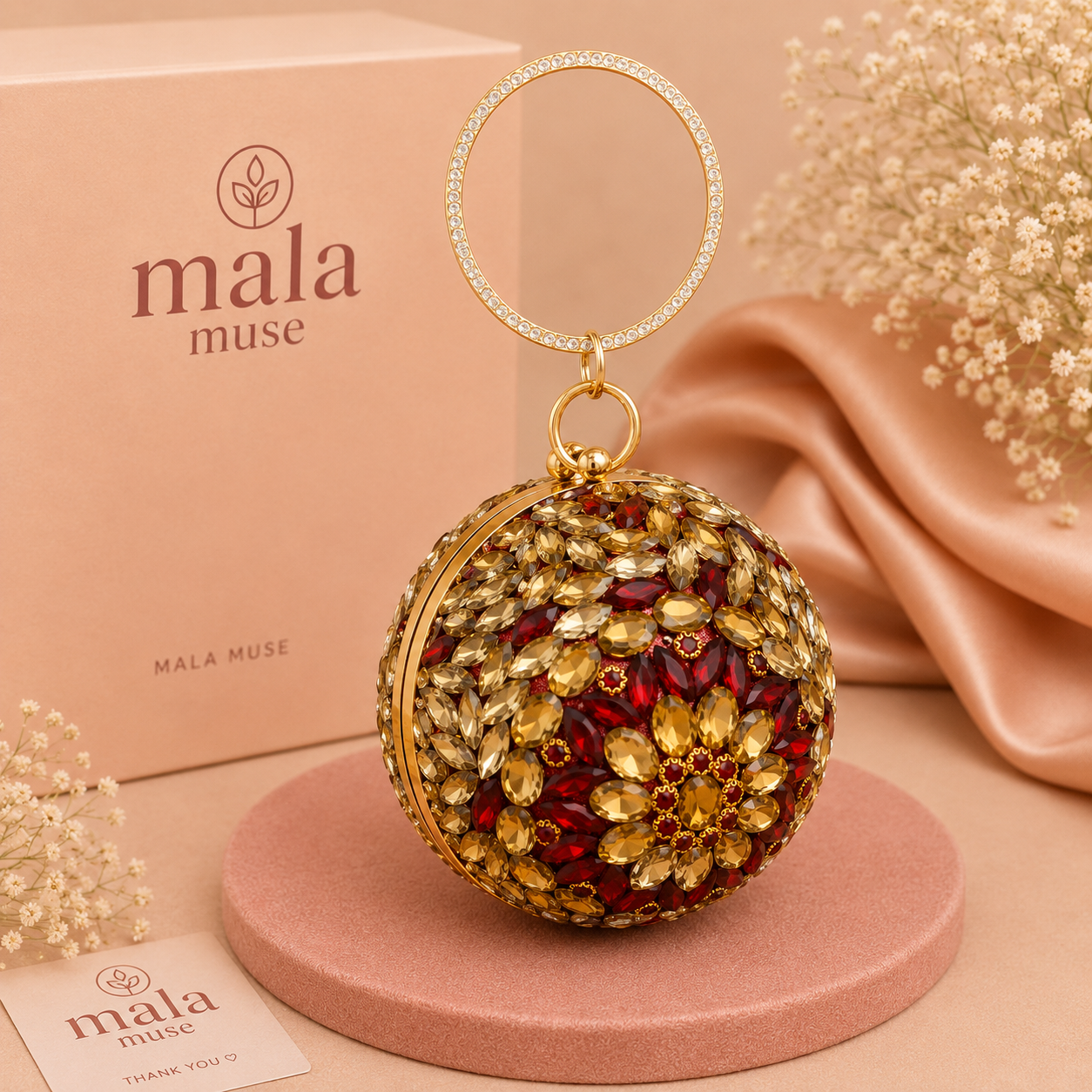 Ruby Royale Crystal Orb Clutch