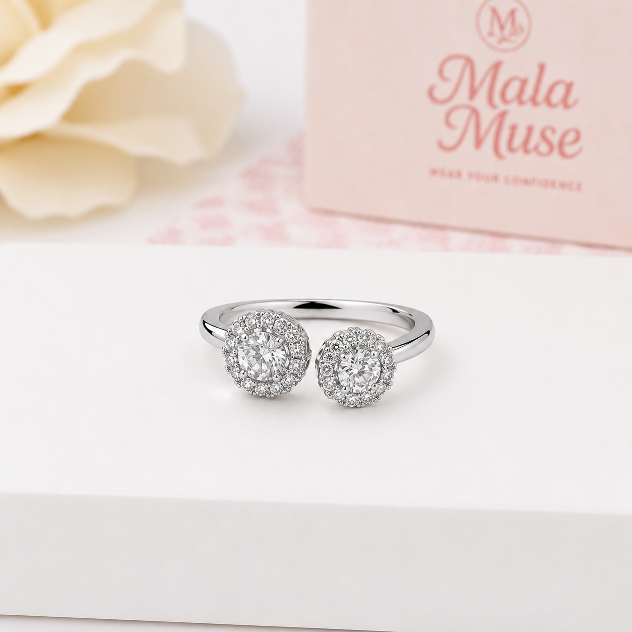 Double Flower zircon ring