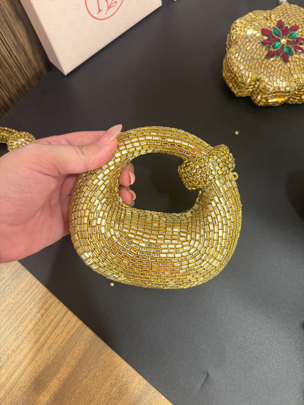 Golden Luxe knot Kundan clutch