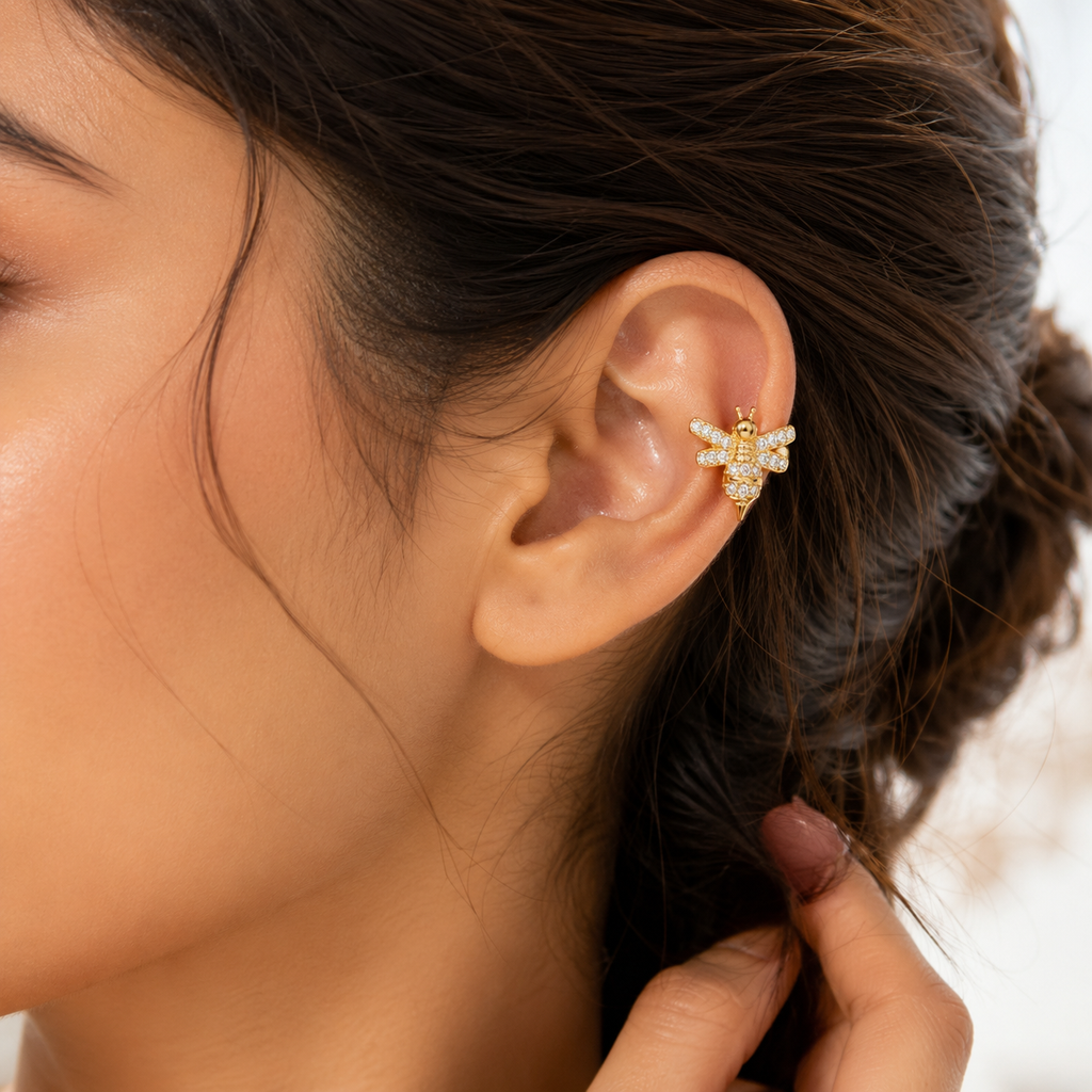 Bee Crystal Ear Cuff