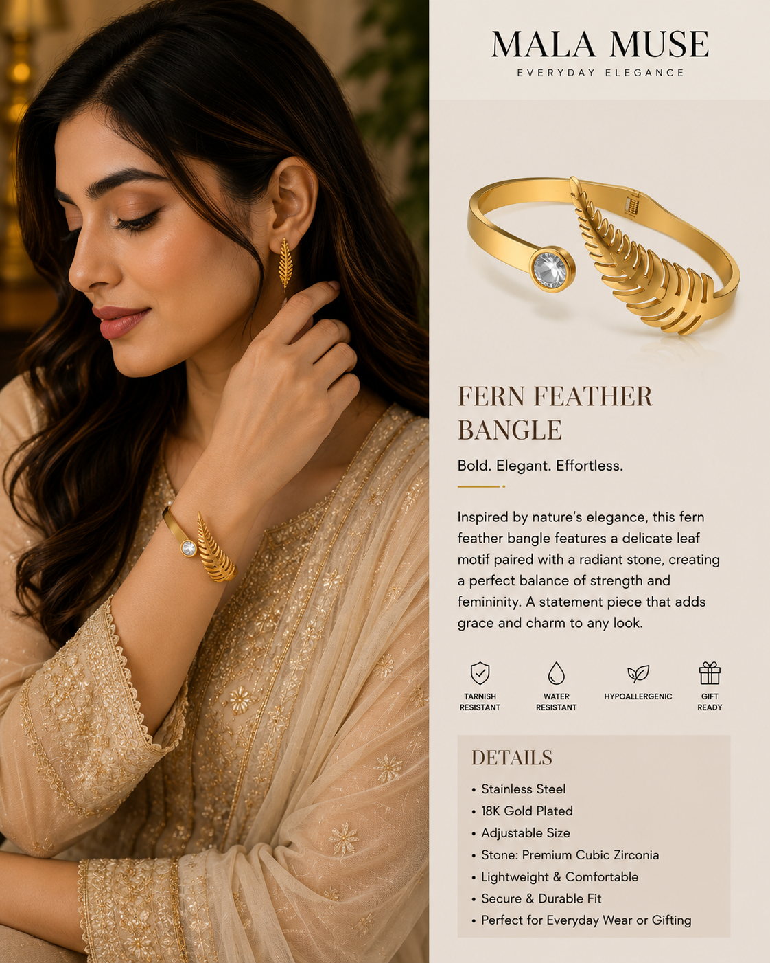 FERN FEATHER BANGLE