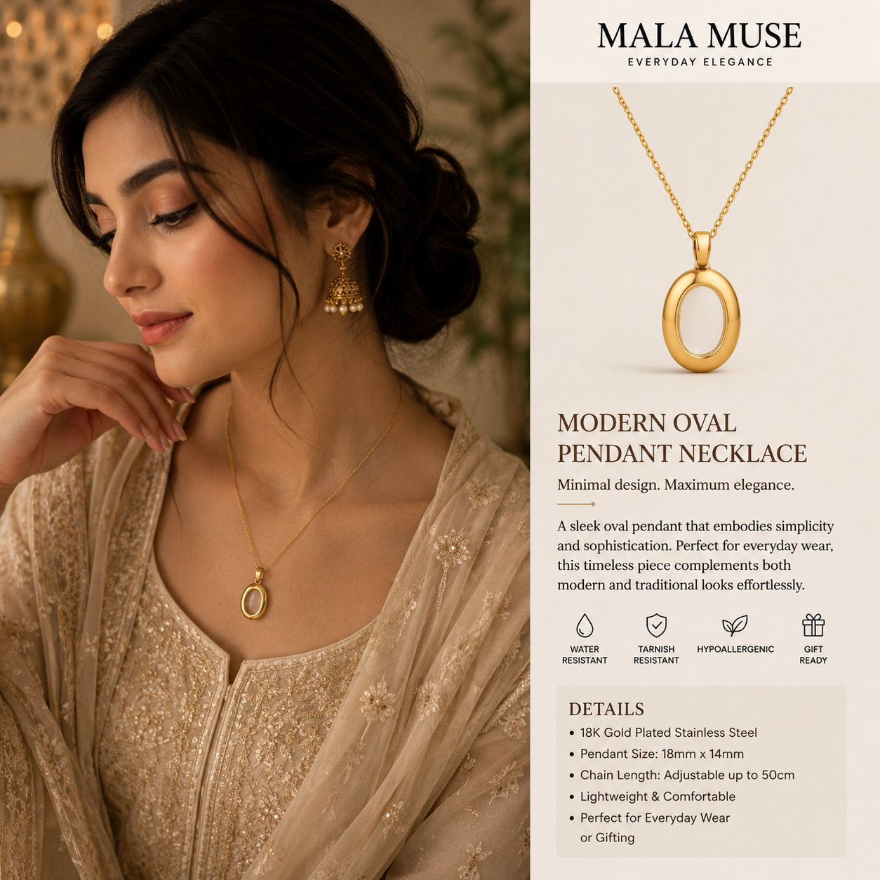 OVAL PENDANT NECKLACE
