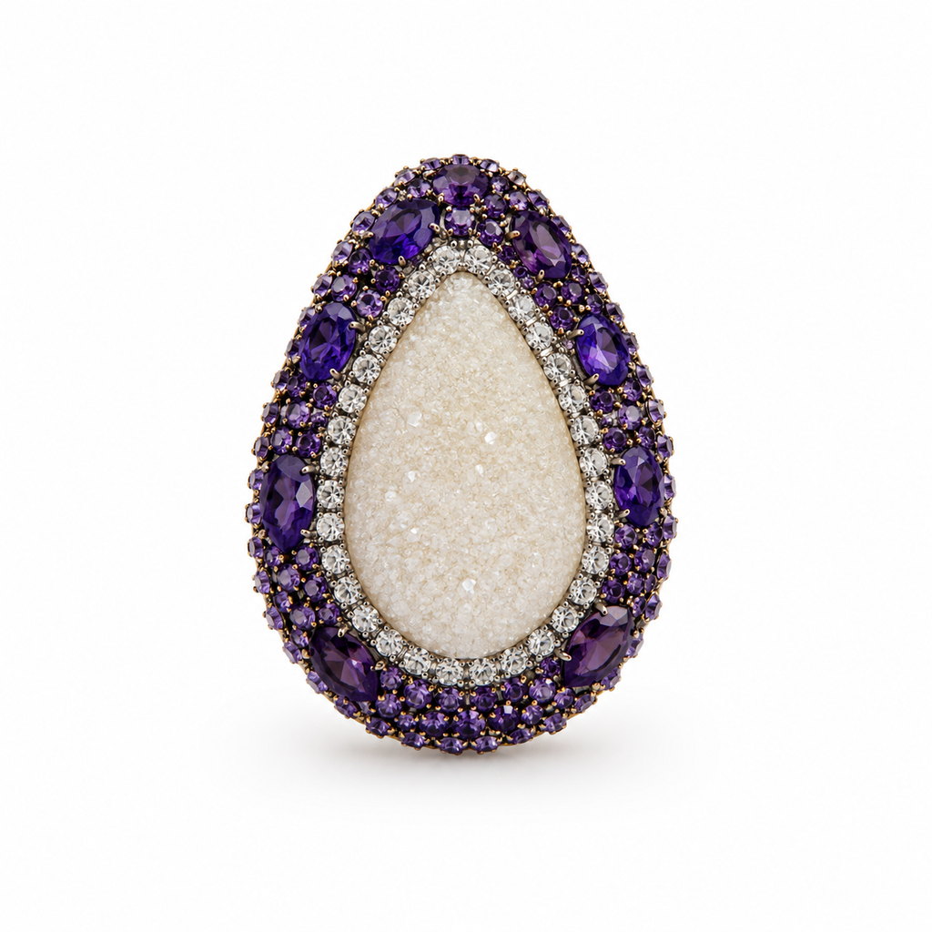 Purple Druzy Statement Ring