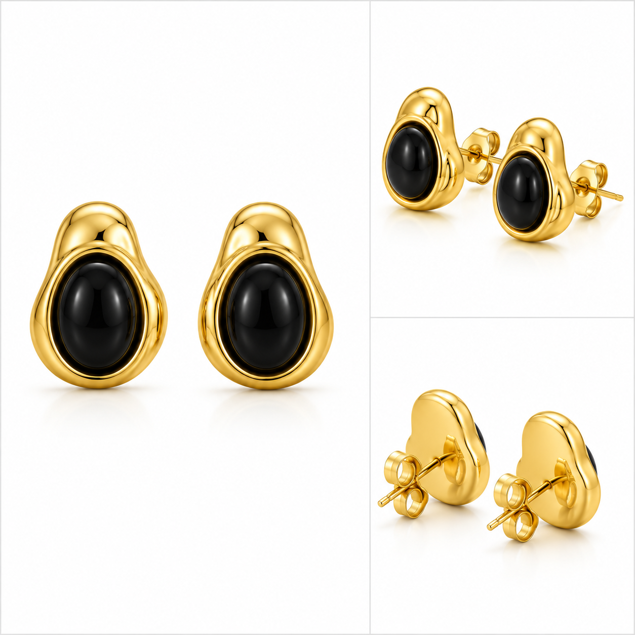 Black stone Earstuds