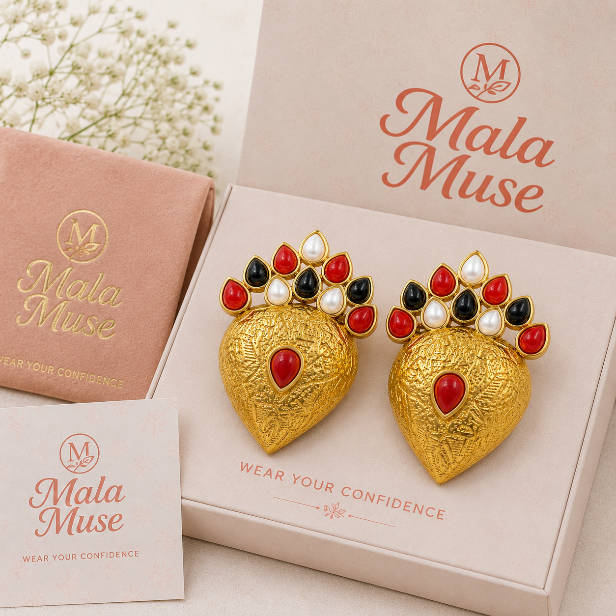 Handcrafted Royal Heart Earrings marjan stone