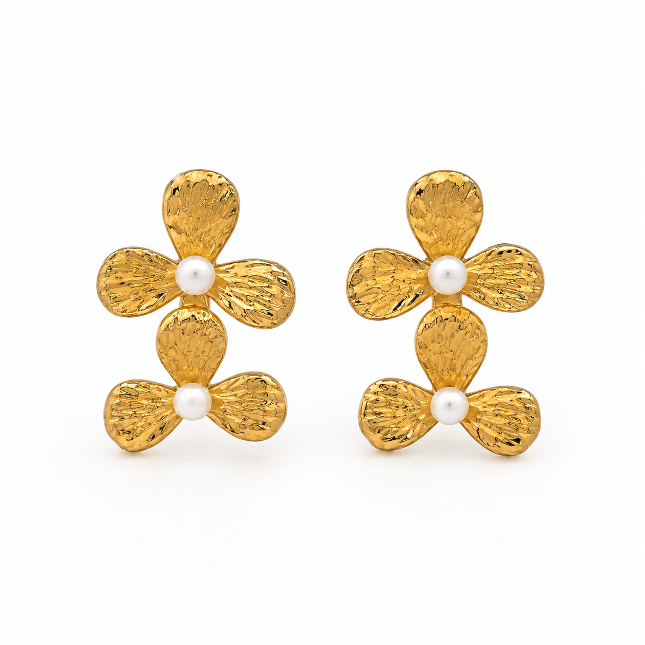 Golden Blossom Pearl Earrings