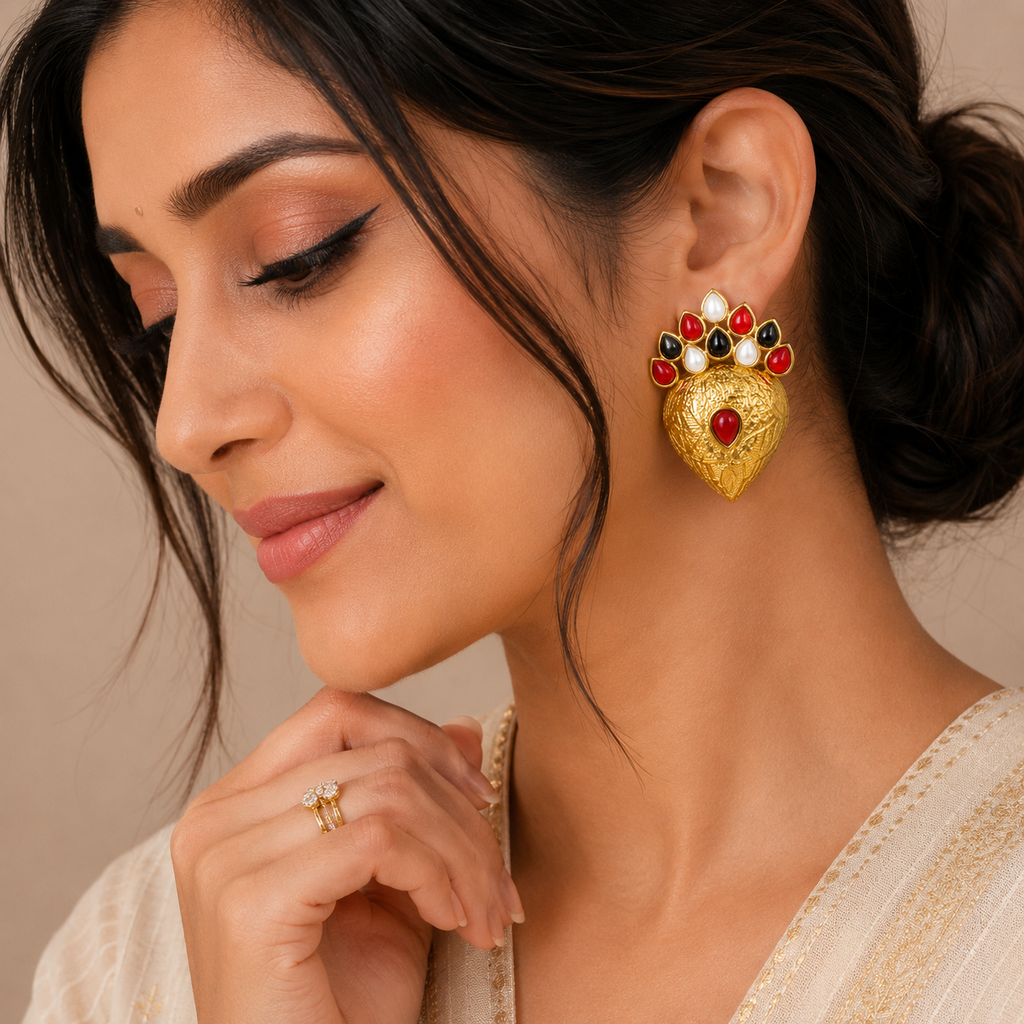 Handcrafted Royal Heart Earrings marjan stone