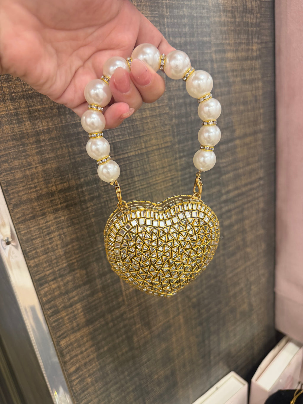 Kundan mini heart bag