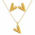 Tilted heart necklace & earrings
