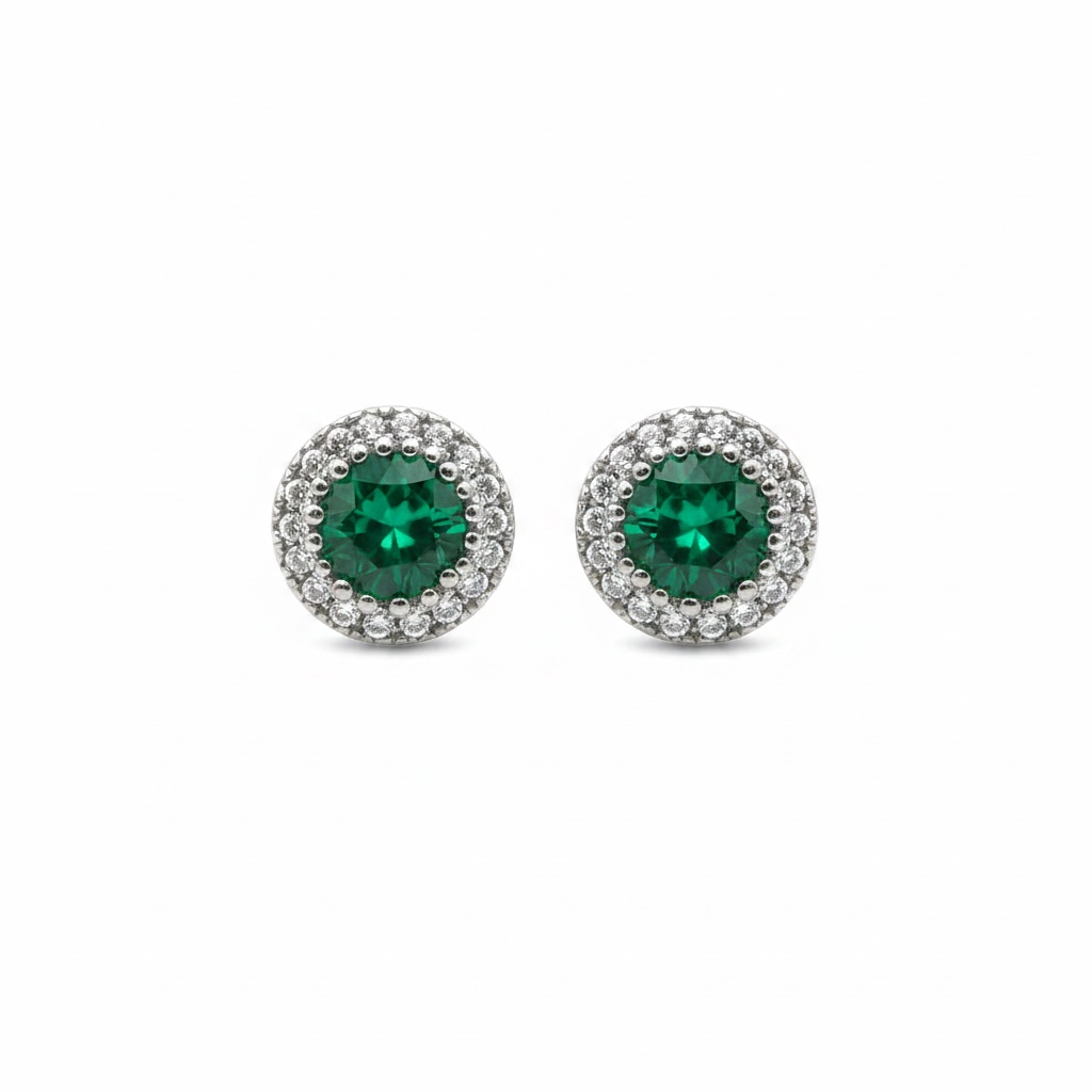 MINIMAL GREEN EMERALD ZIRCON EARSTUDS