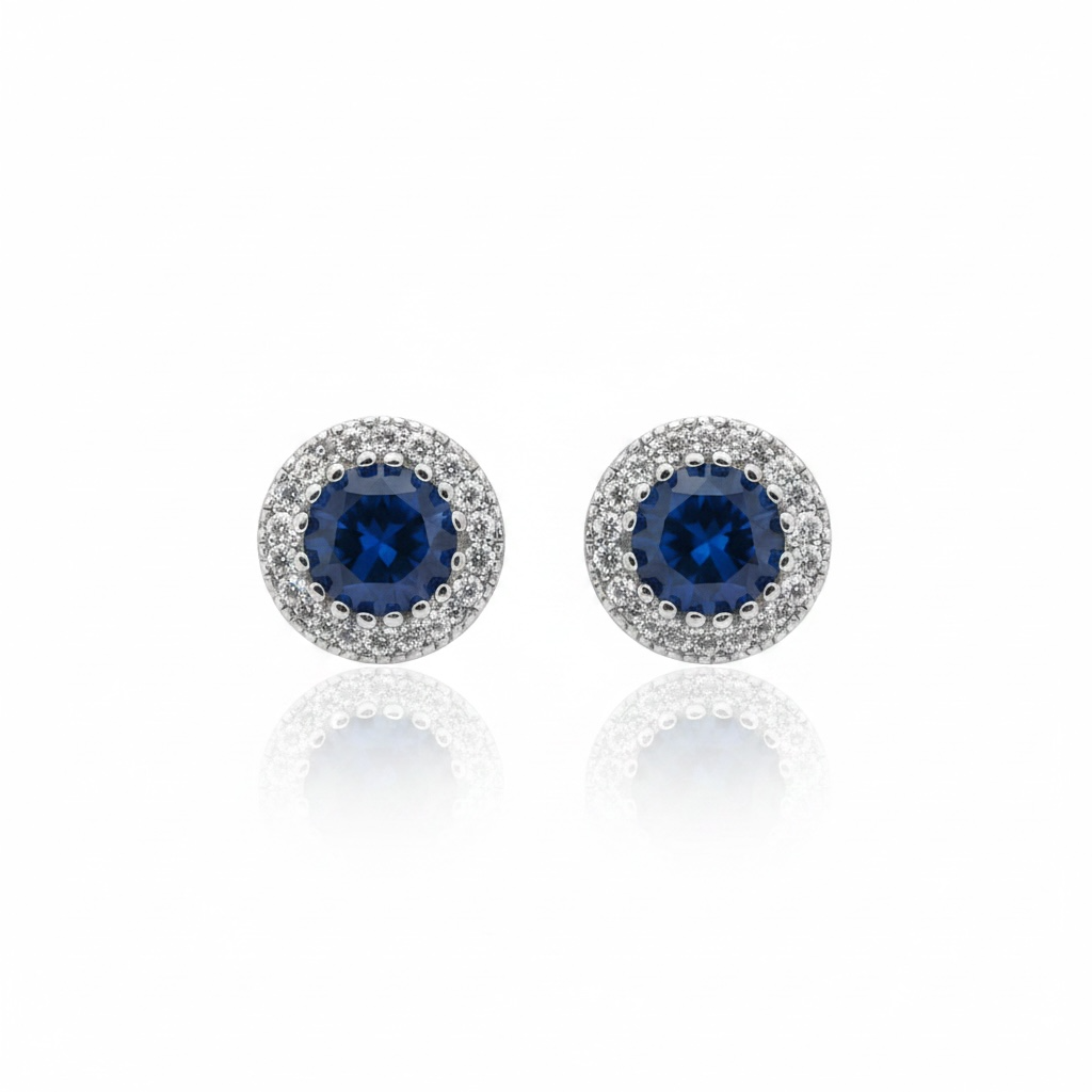 MINIMAL BLUE SAPPHIRE ZIRCON EARSTUDS