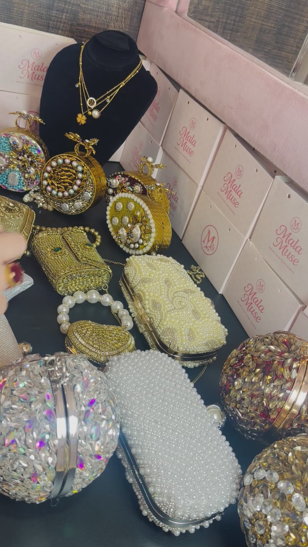 Golden Blossom Crystal Orb Clutch