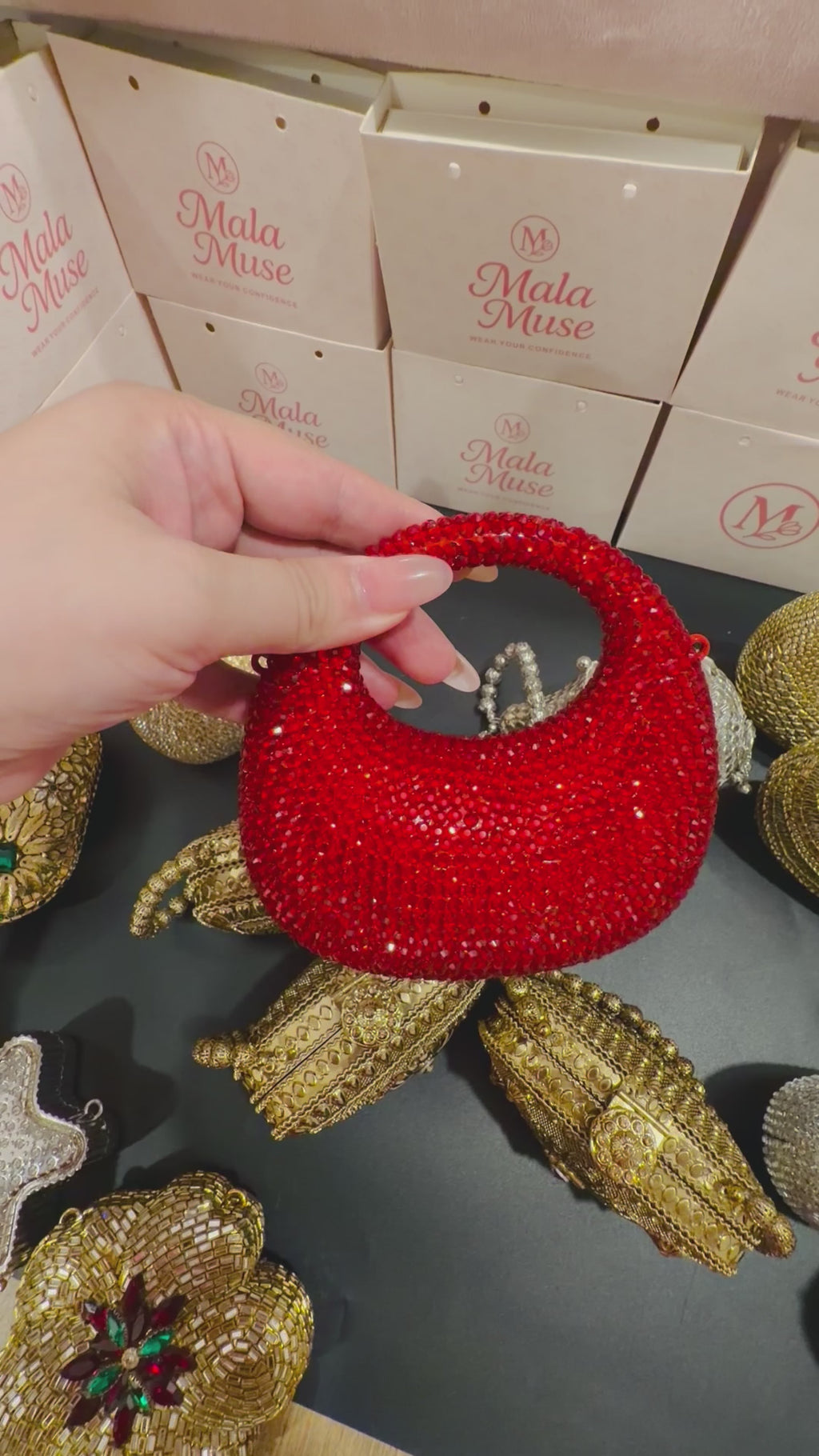 Ruby Crystal Evening Clutch