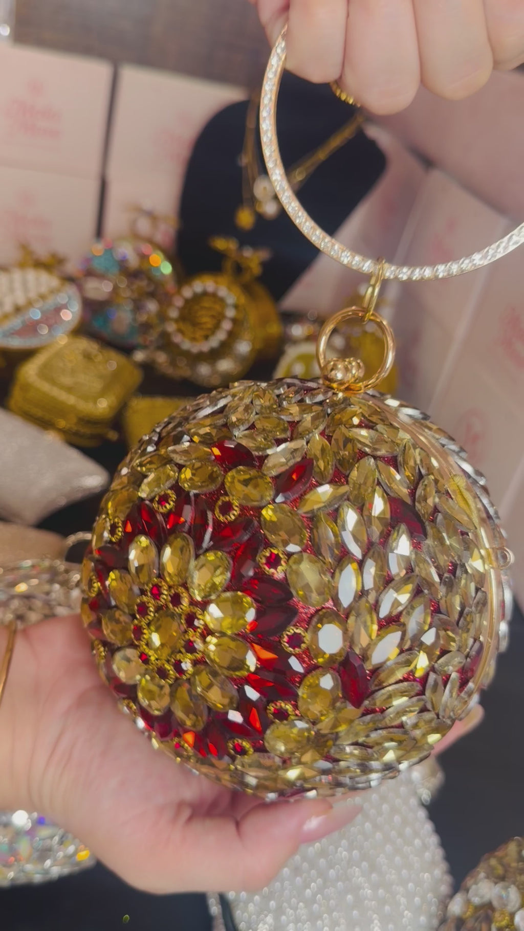 Ruby Royale Crystal Orb Clutch