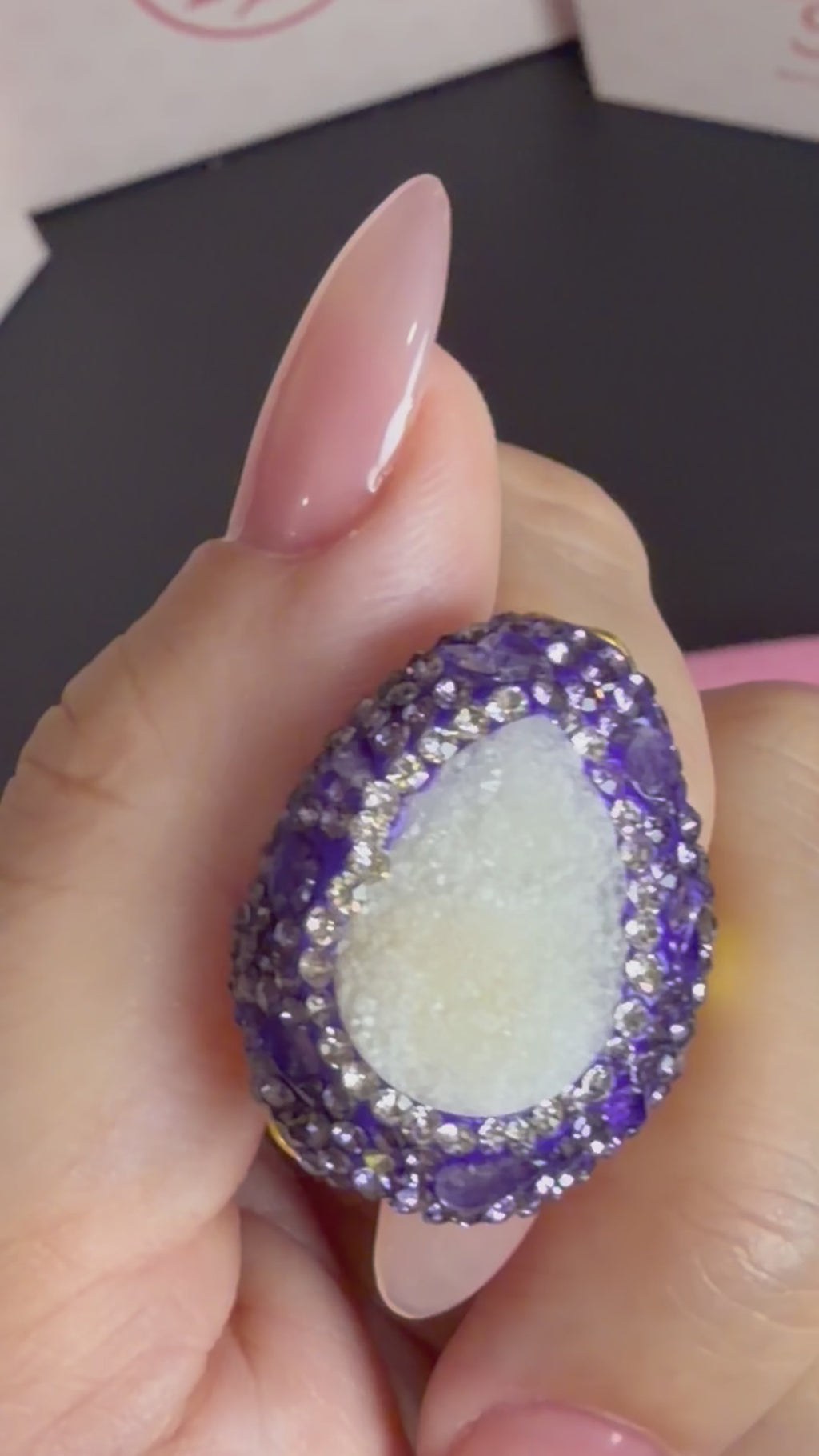 Purple Druzy Statement Ring