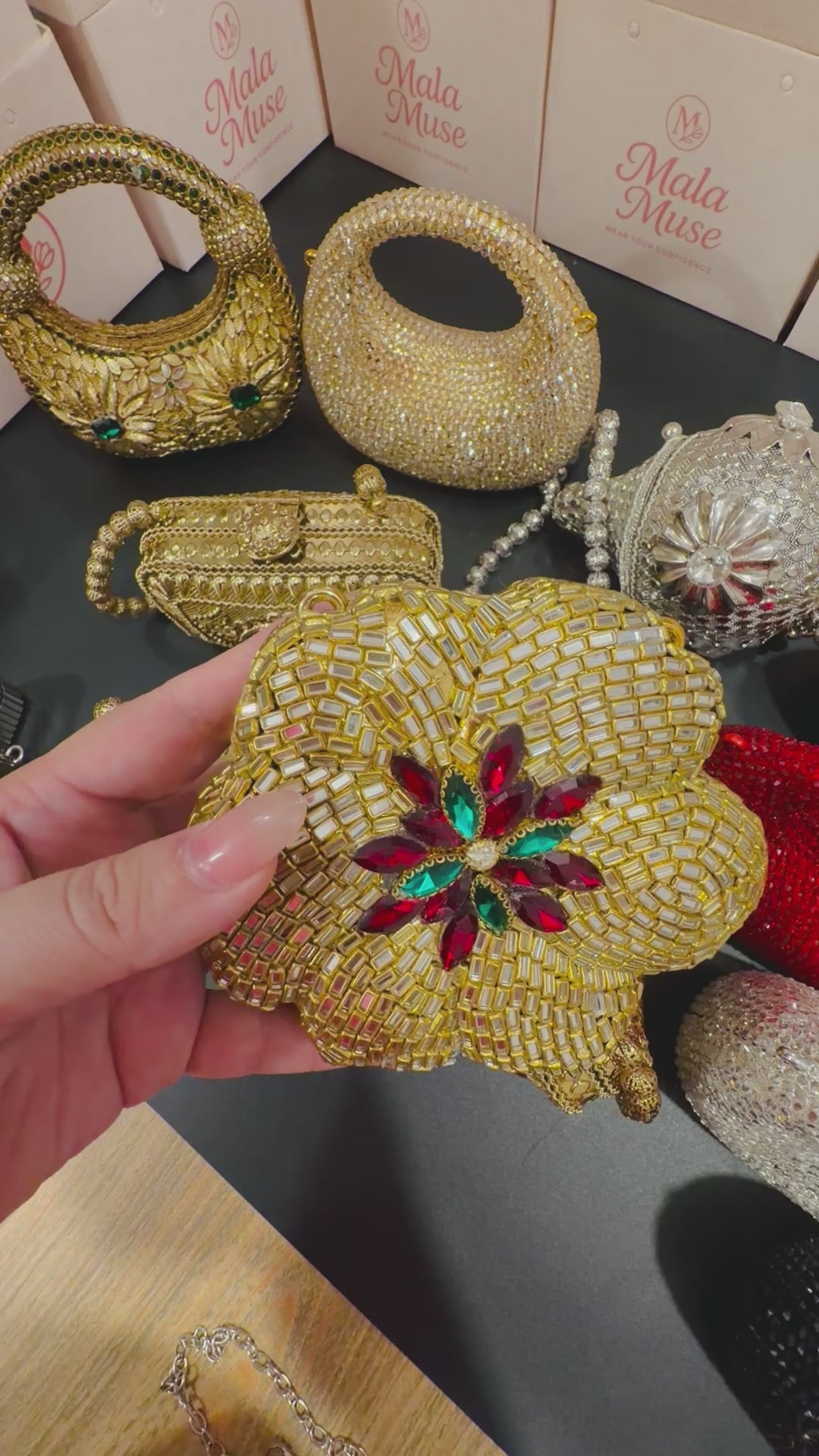 Floral Kundan Crystal Clutch