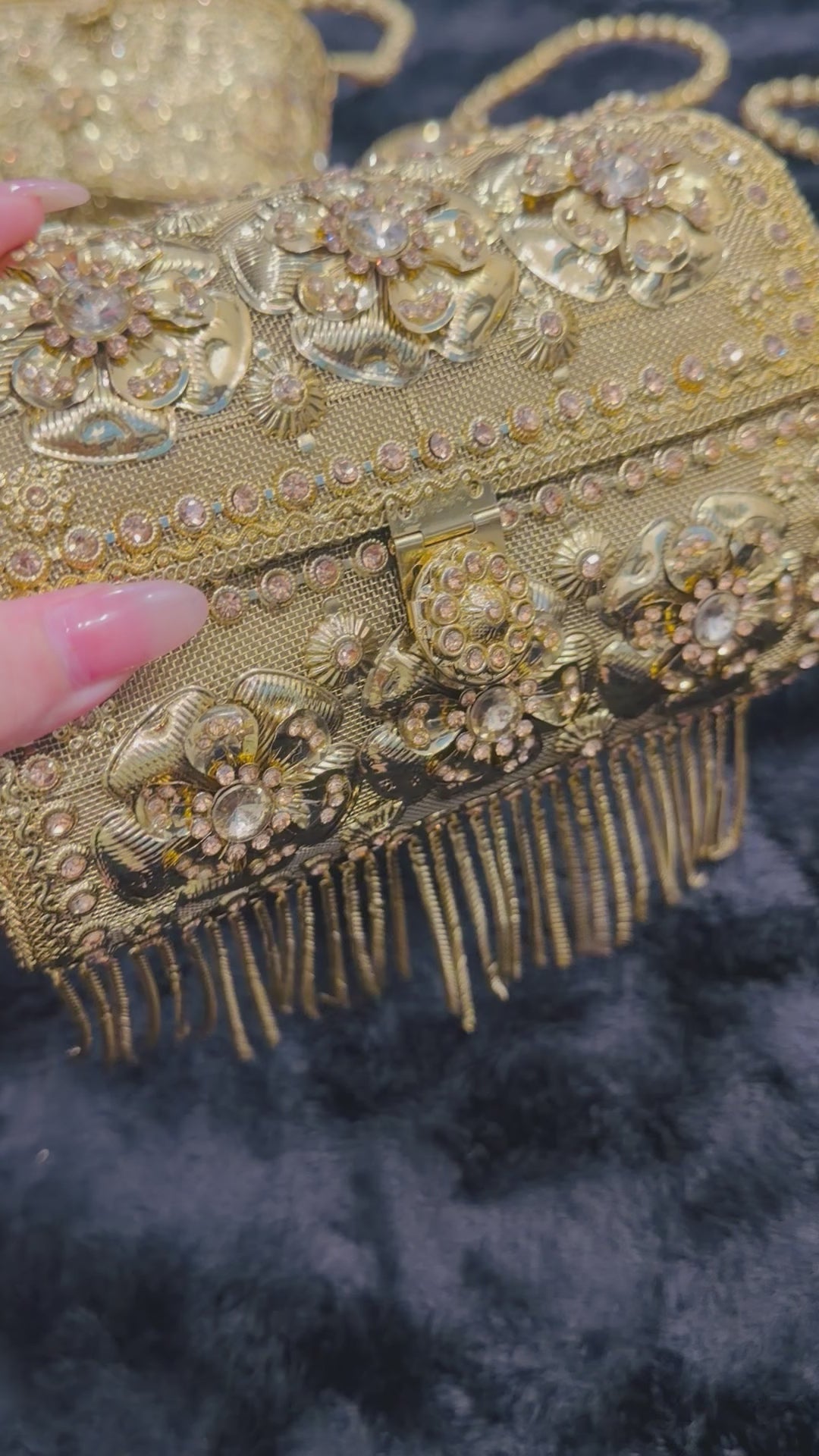 Royal Bloom Fringe Clutch
