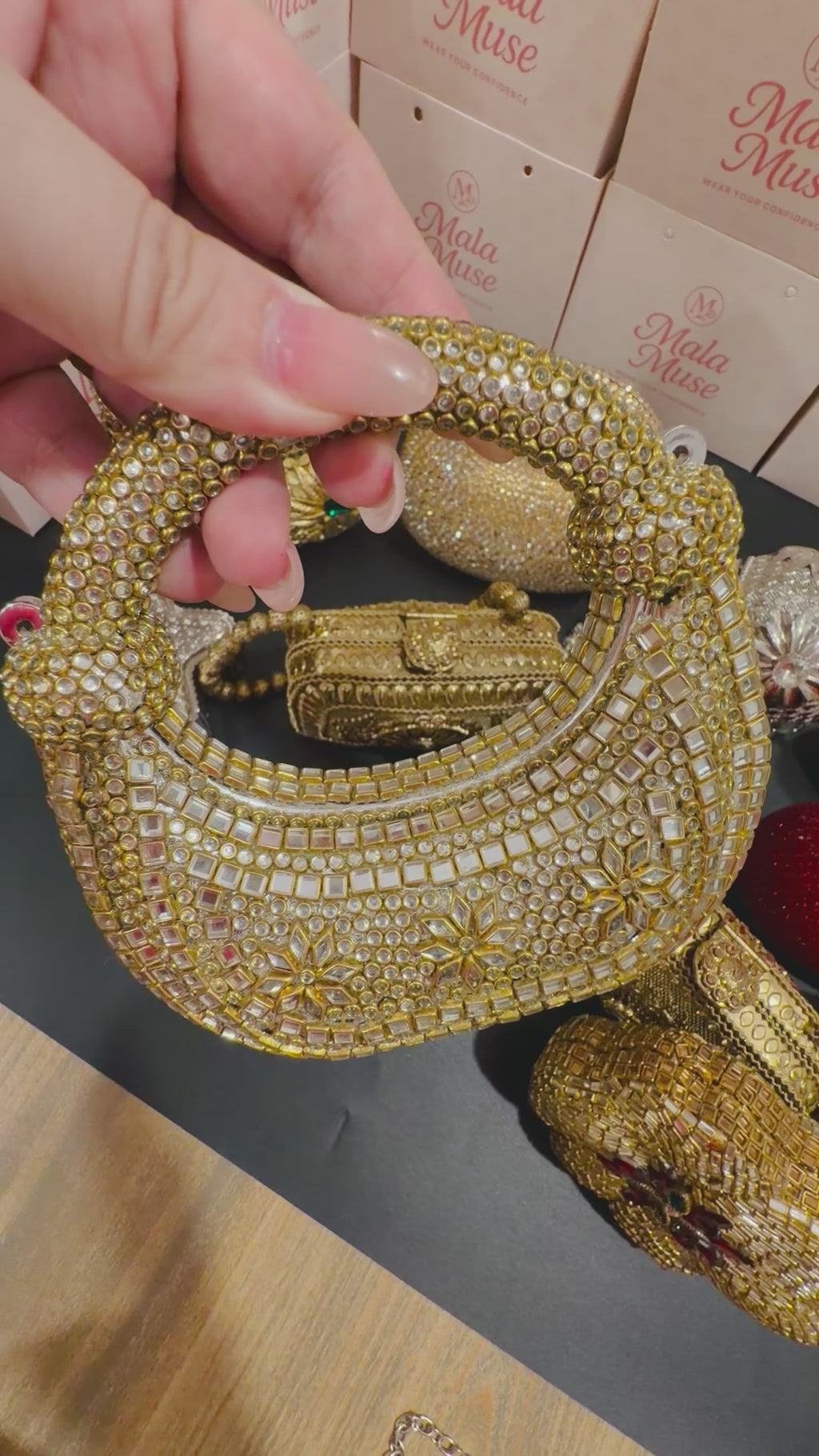 Celestial Kundan Crystal Clutch (double knot)