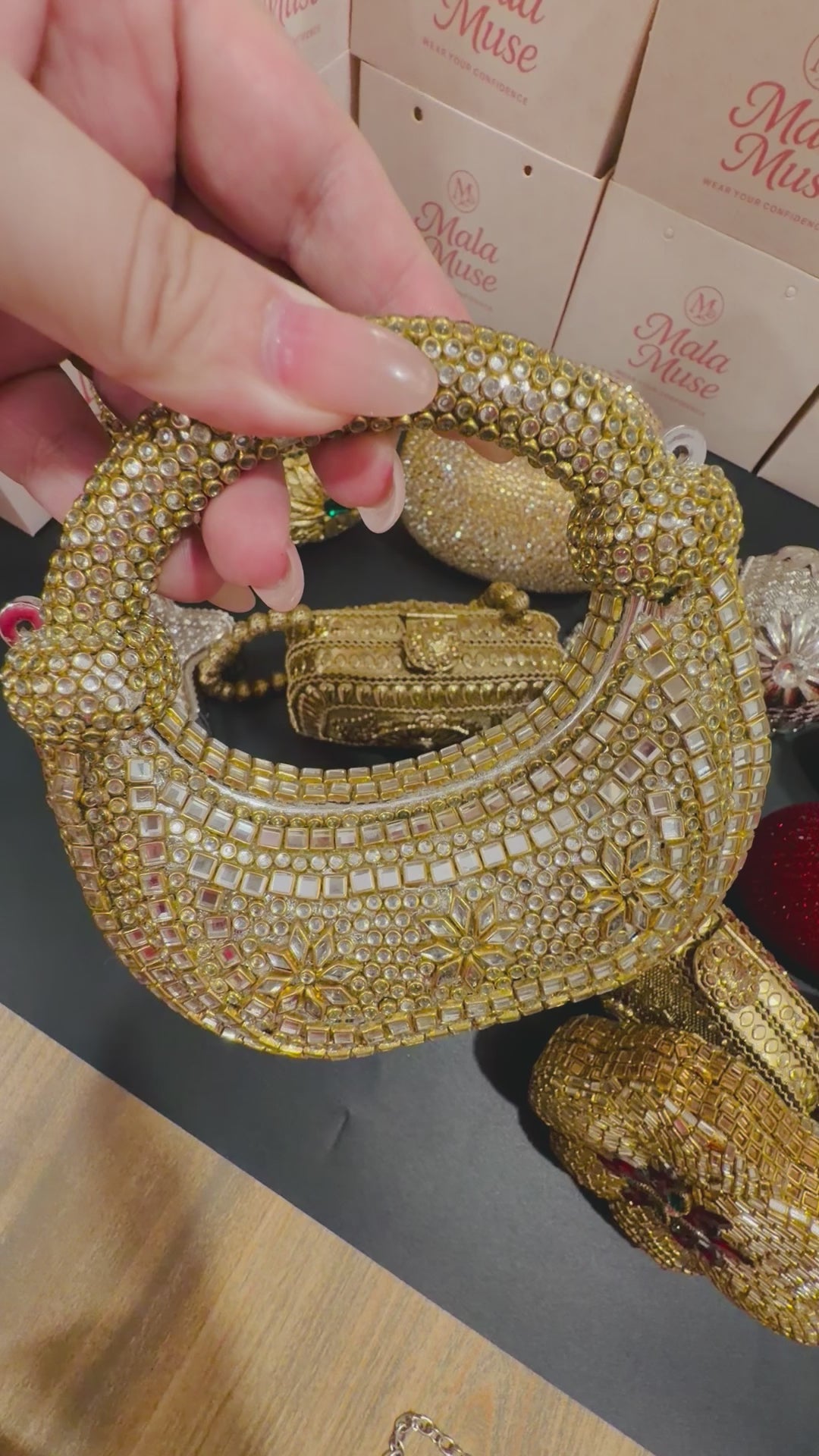Celestial Kundan Crystal Clutch (double knot)